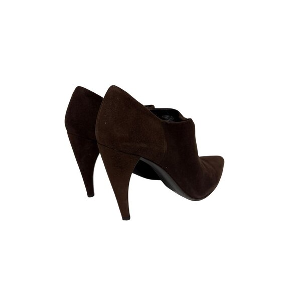 Prada Women's Vero Cuoio Bootie Heeled Zip Brown Suede Italy Size EU 39 US 8 - Picture 6 of 11